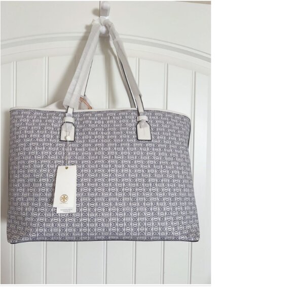 Tory Burch Tote Bag Gemini Link Canvas Patches - Picture 7 of 9